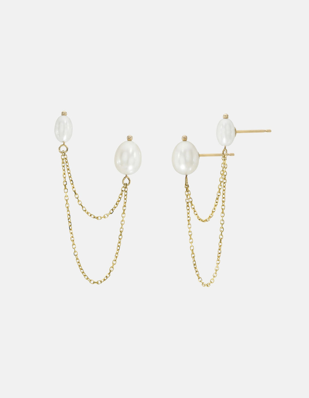 Bella Chained Stud Earring, White by White/Space - At Present Jewelry