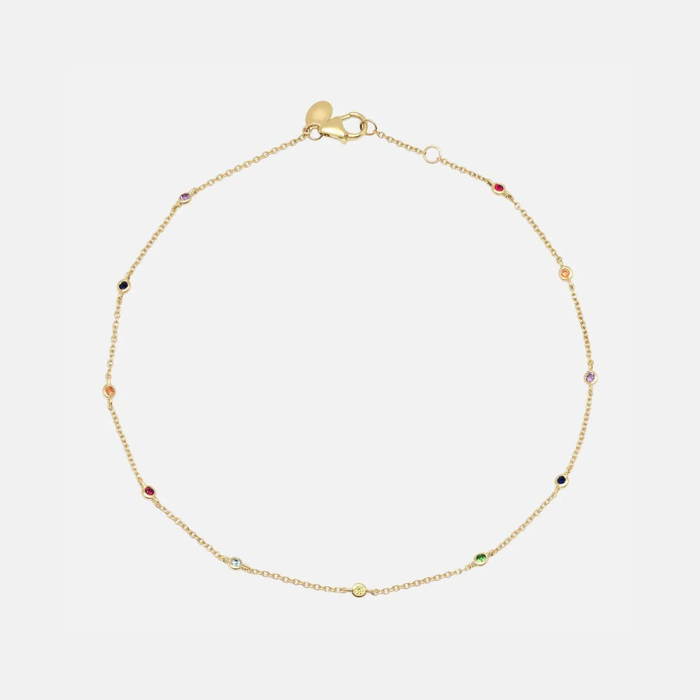 Rainbow Bezel Set Anklet by Eriness - At Present Jewelry