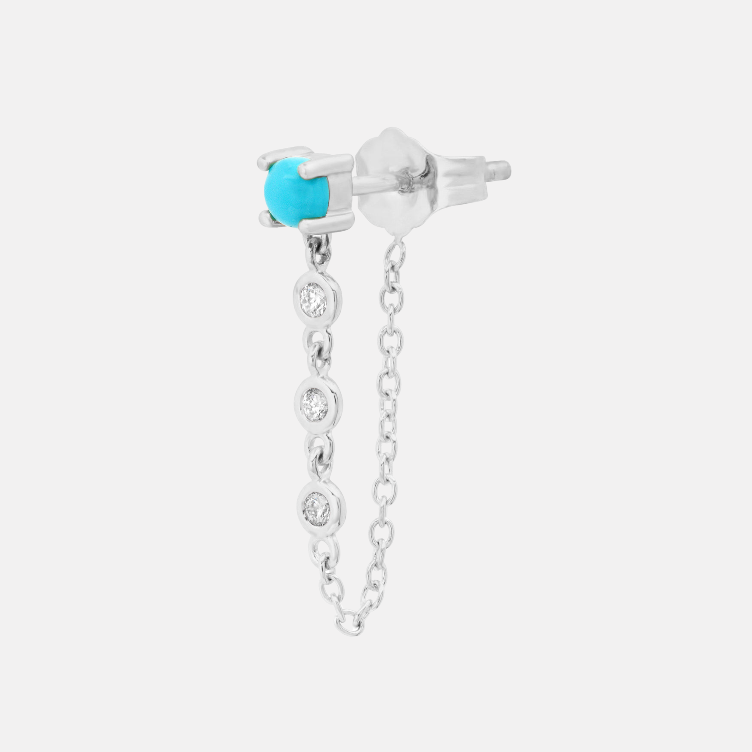 Gemstone Stud with Diamond Chain by Eriness - At Present Jewelry