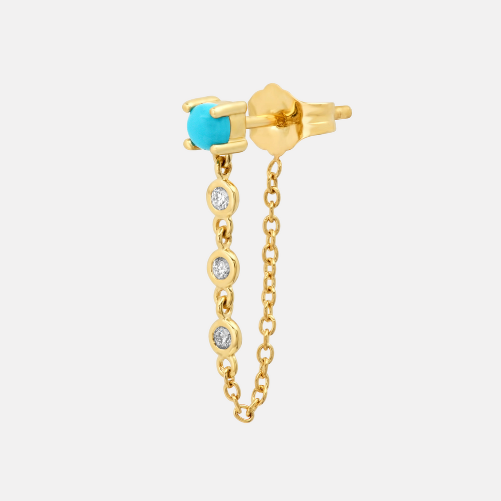 Gemstone Stud with Diamond Chain by Eriness - At Present Jewelry