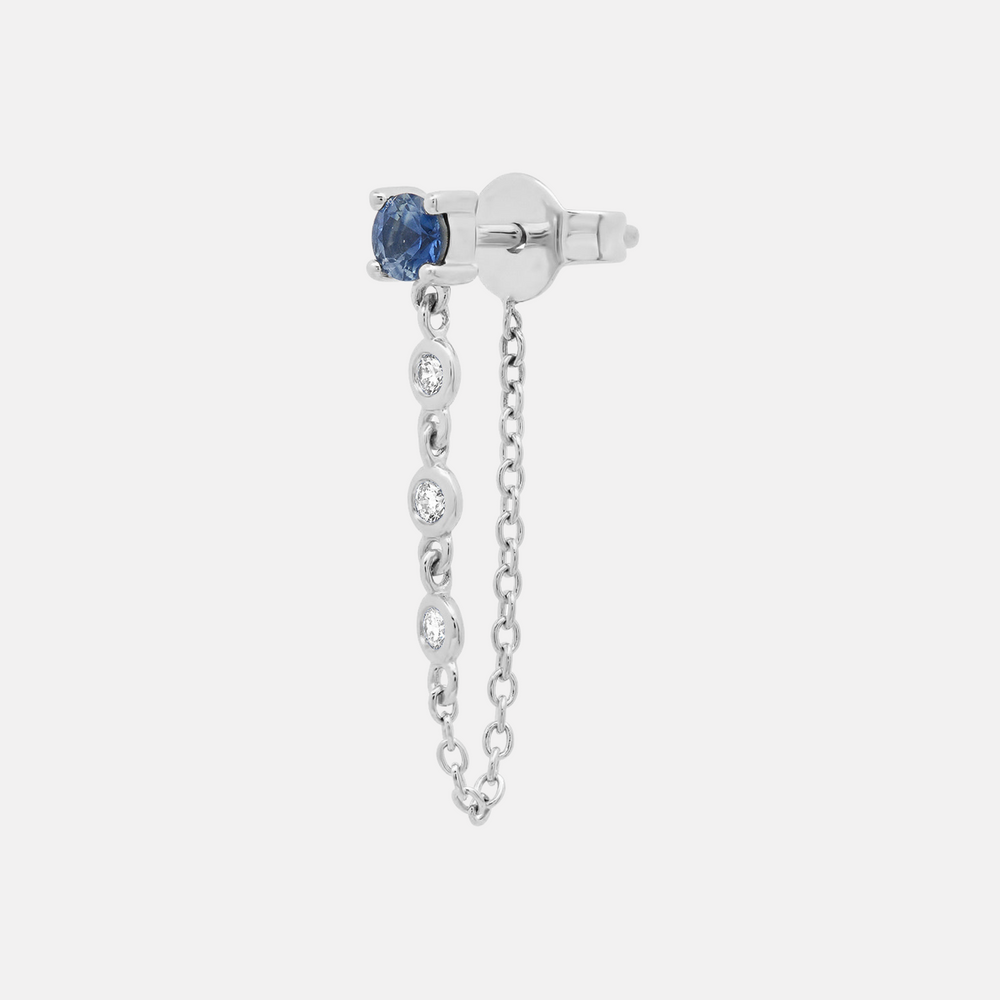 Gemstone Stud with Diamond Chain by Eriness - At Present Jewelry