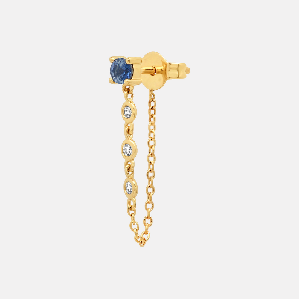 Gemstone Stud with Diamond Chain by Eriness - At Present Jewelry