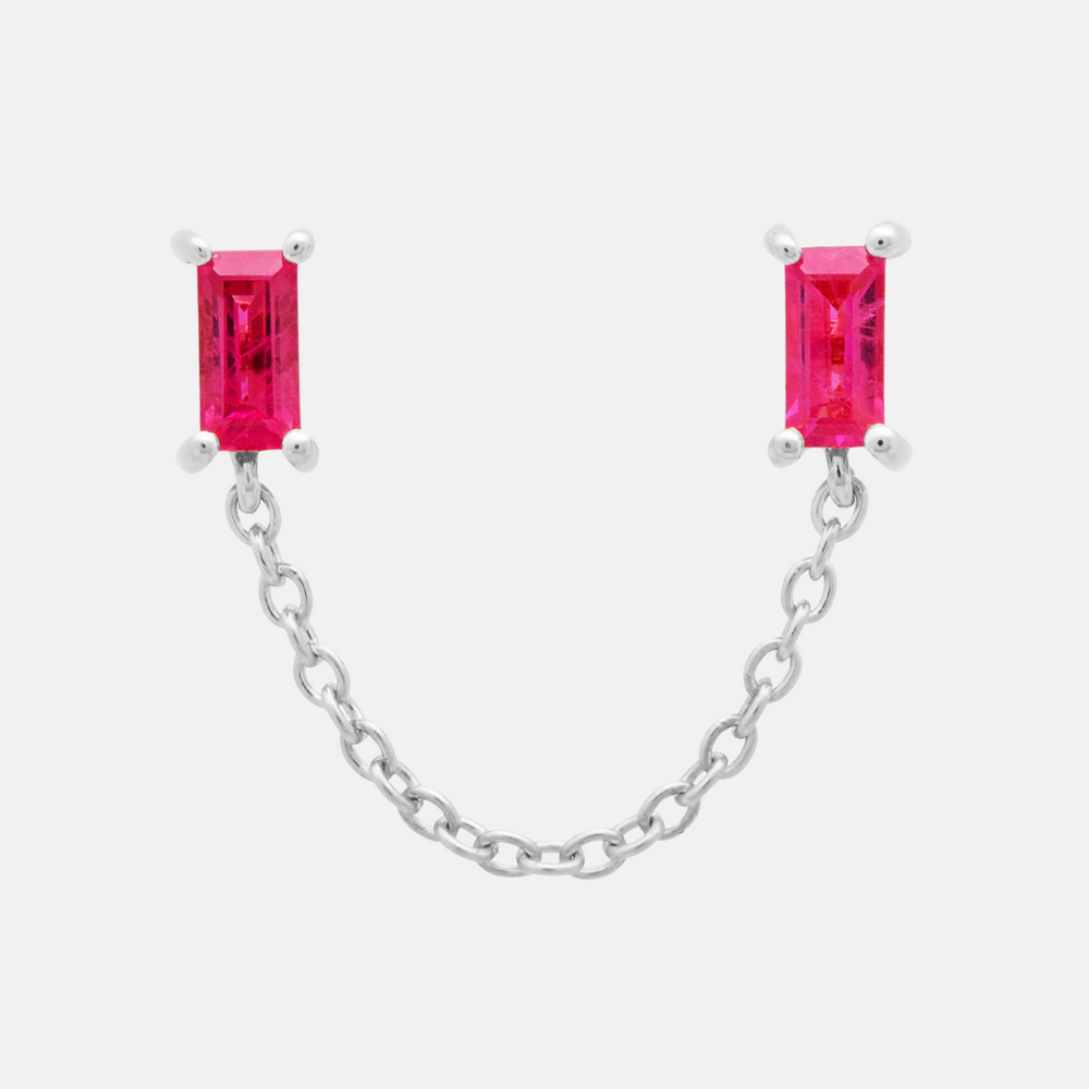 Gemstone Baguette Chain Stud by Eriness - At Present Jewelry