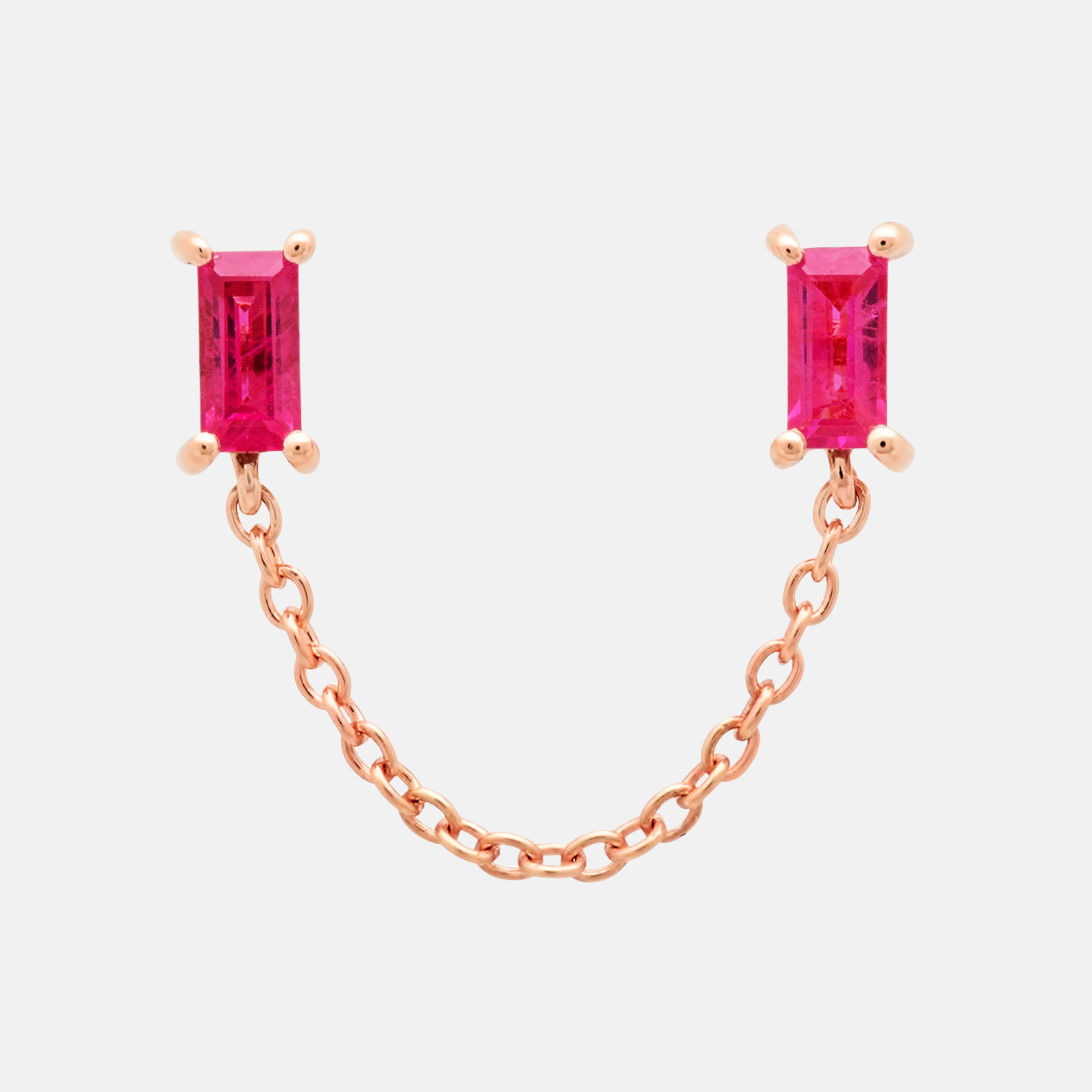 Gemstone Baguette Chain Stud by Eriness - At Present Jewelry