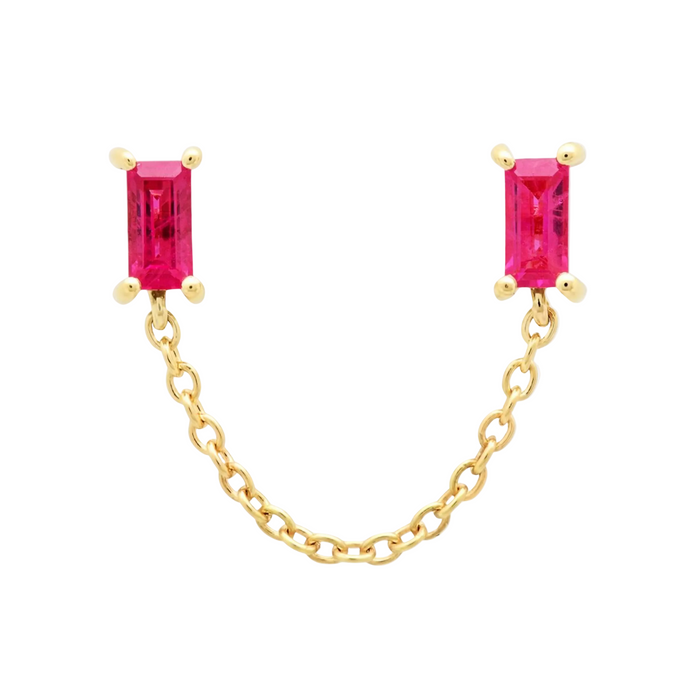 Gemstone Baguette Chain Stud by Eriness - At Present Jewelry