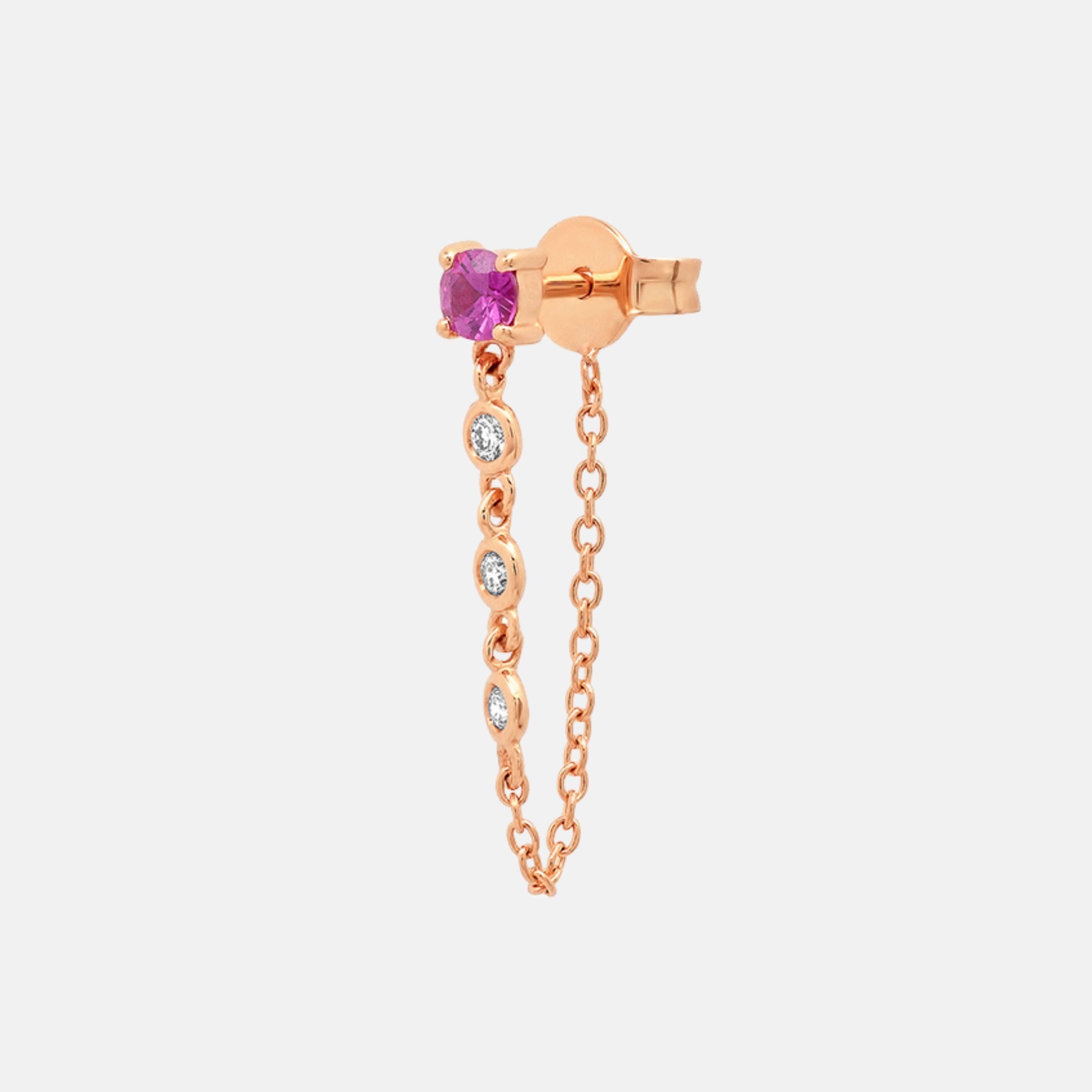 Gemstone Stud with Diamond Chain by Eriness - At Present Jewelry
