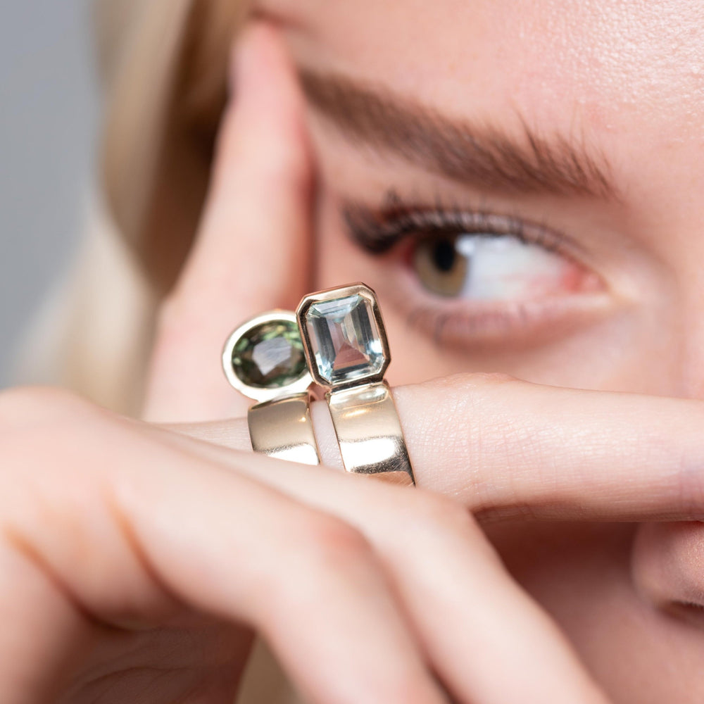 Perched Setting Ring with Aquamarine by Leslie Paige Jewelry - At Present Jewelry