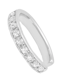 Silver ring with diamonds around band