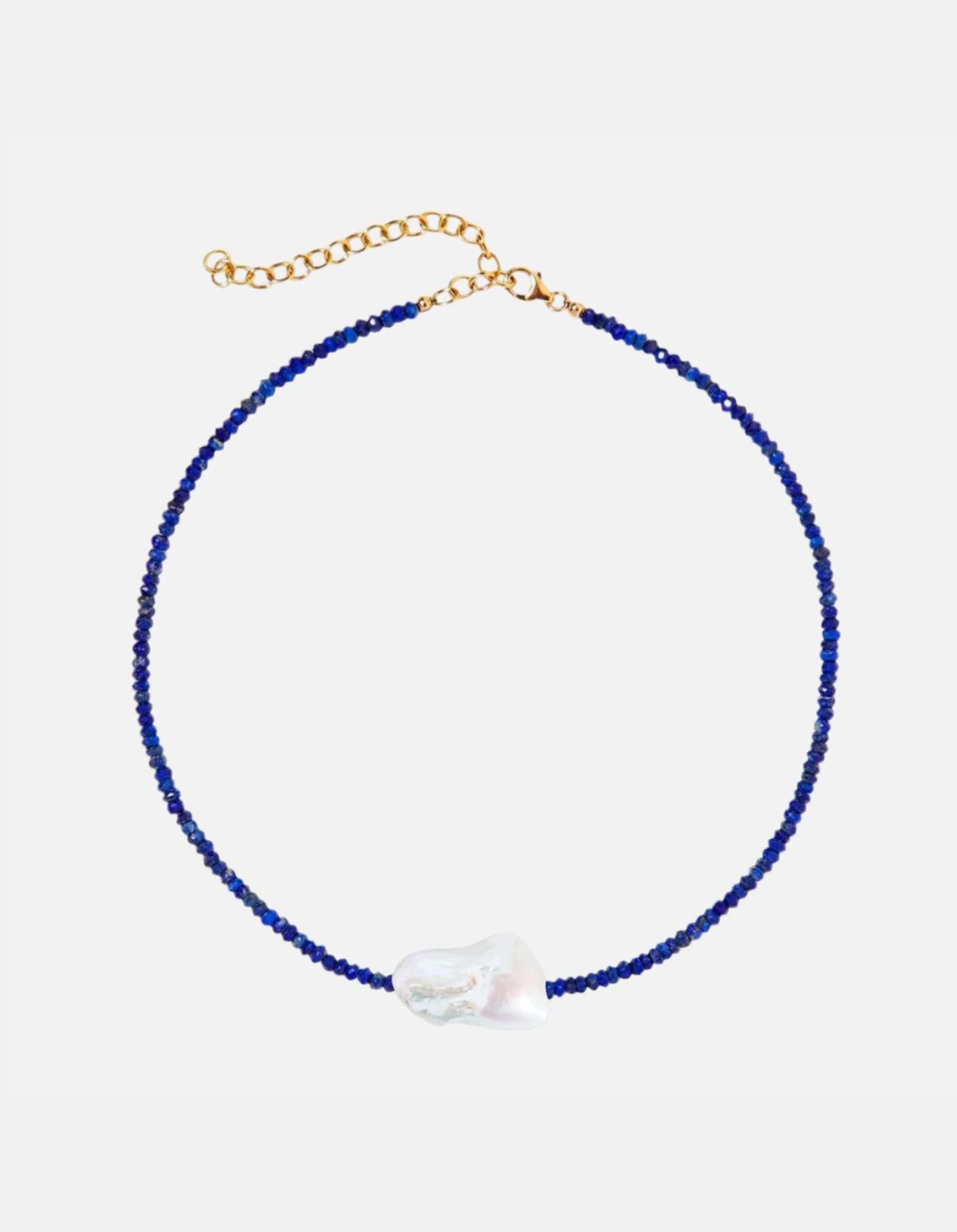 Lapis Single Baroque Pearl Gemstone Necklace by Joie DiGiovanni - At Present Jewelry