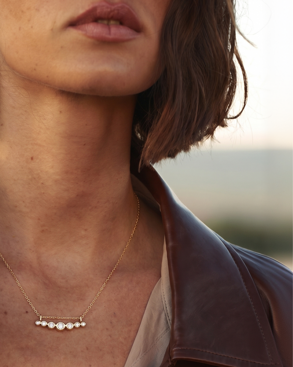 Curved Granules + Diamond Necklace