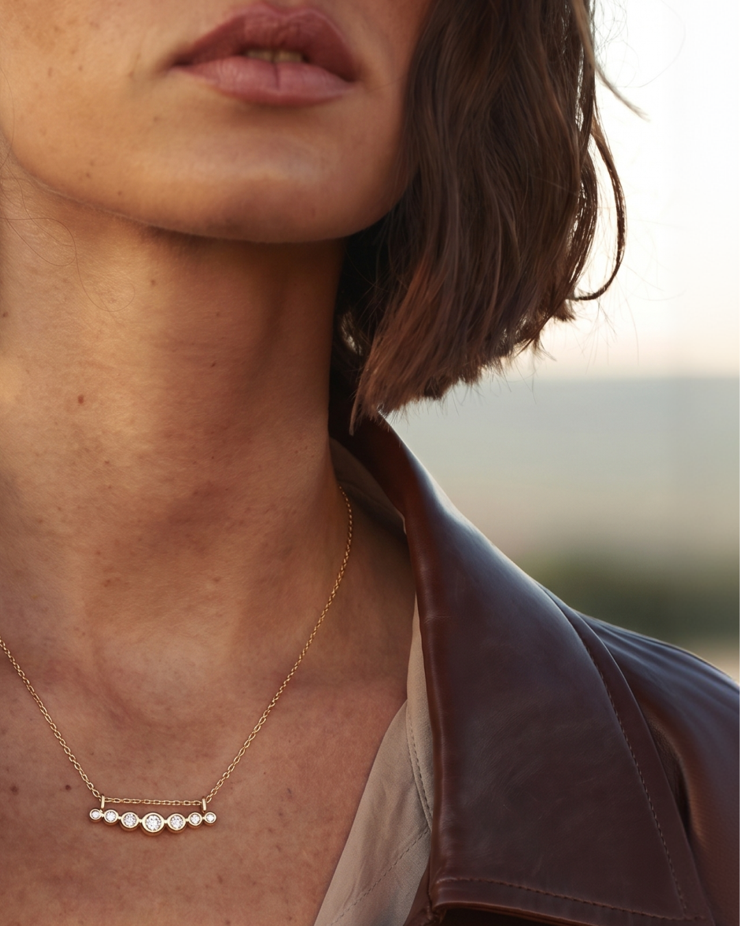 Curved Granules + Diamond Necklace