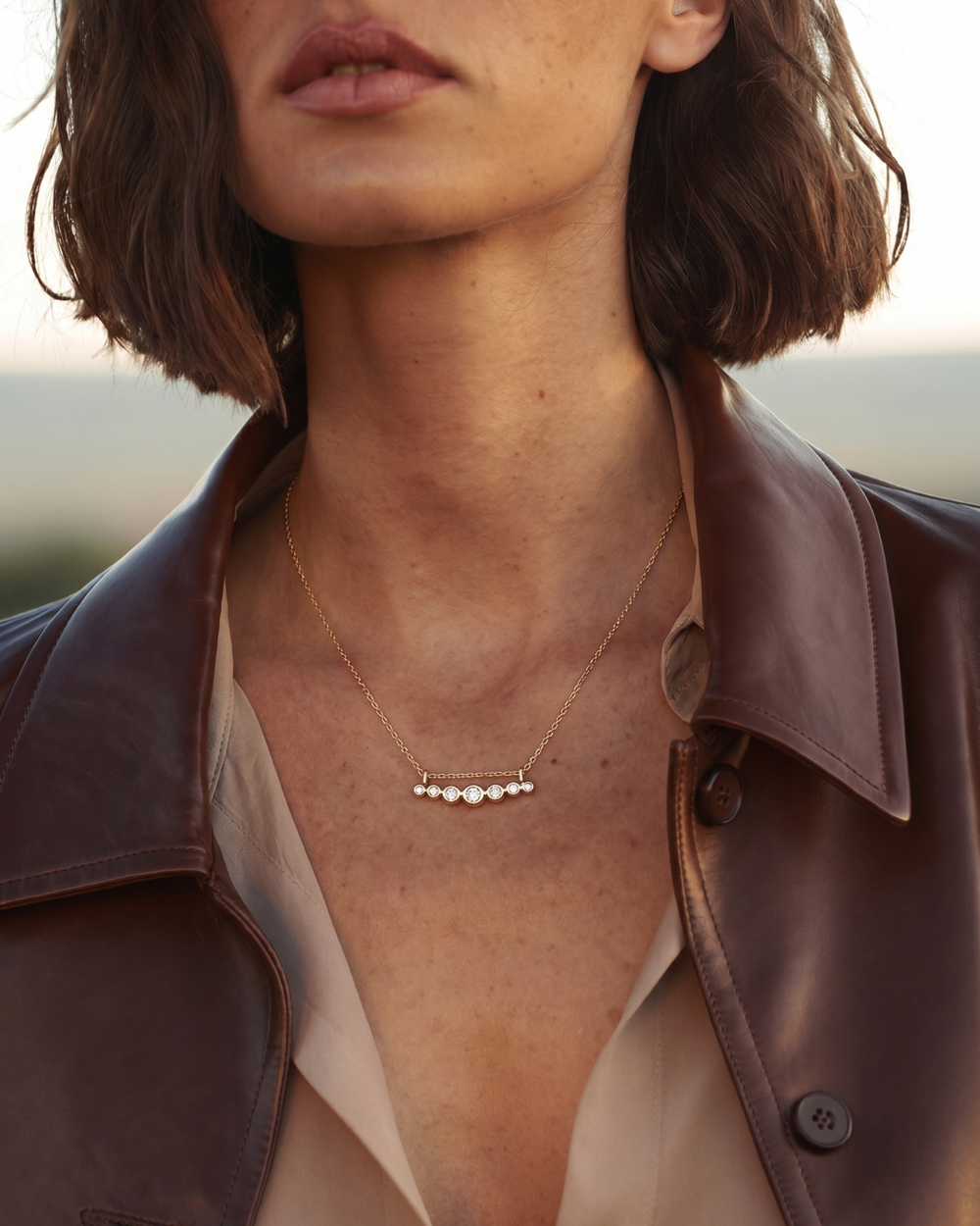 Curved Granules + Diamond Necklace