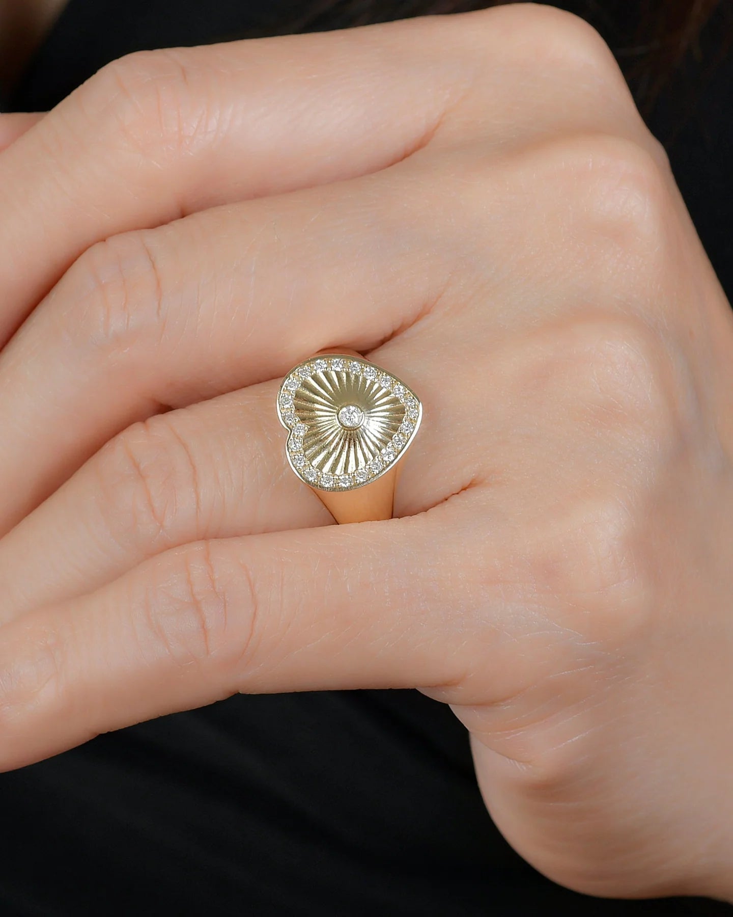 Cassandane Diamond Heart Signet Ring by Lionheart - At Present Jewelry