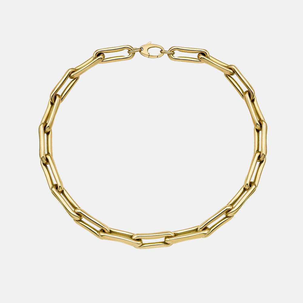 Milano Large Elongated Chunky Pinched Link Gold Chain by Lionheart - At Present Jewelry
