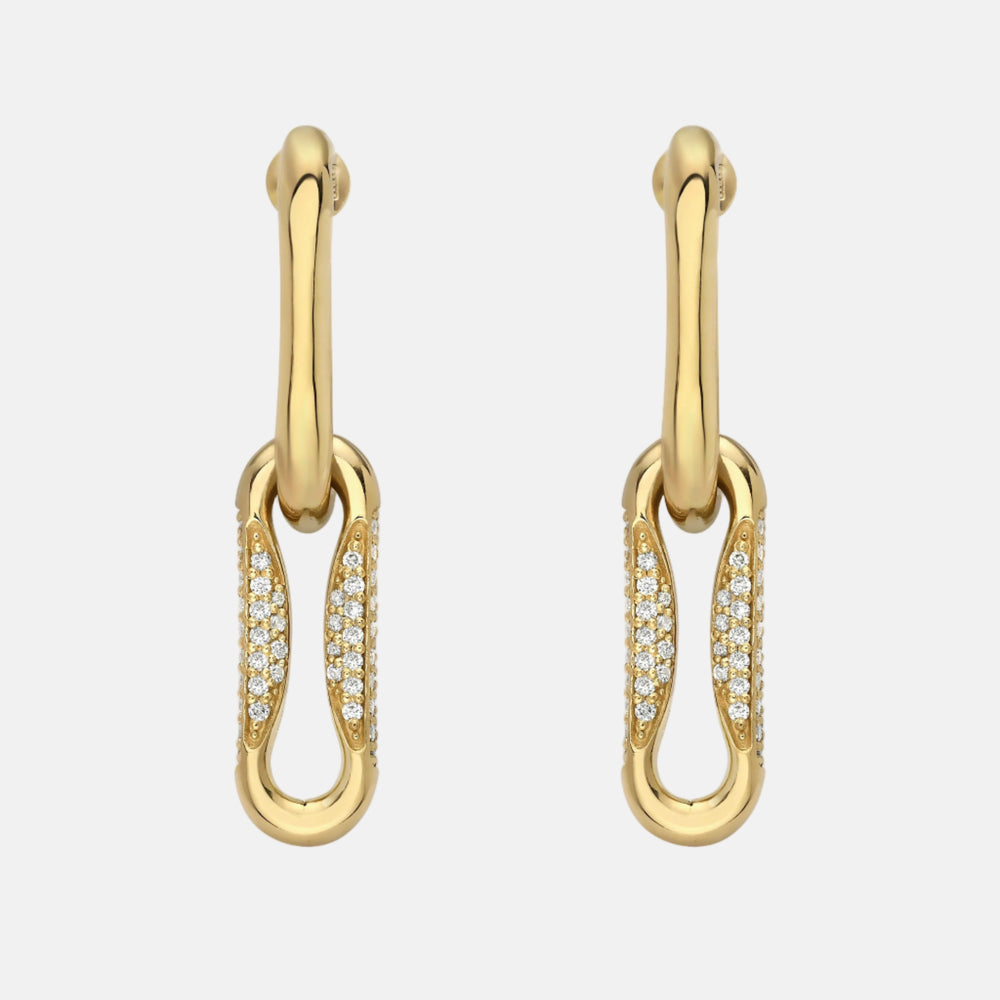Milano Pinched Link Drop Earrings With Diamonds by Lionheart - At Present Jewelry