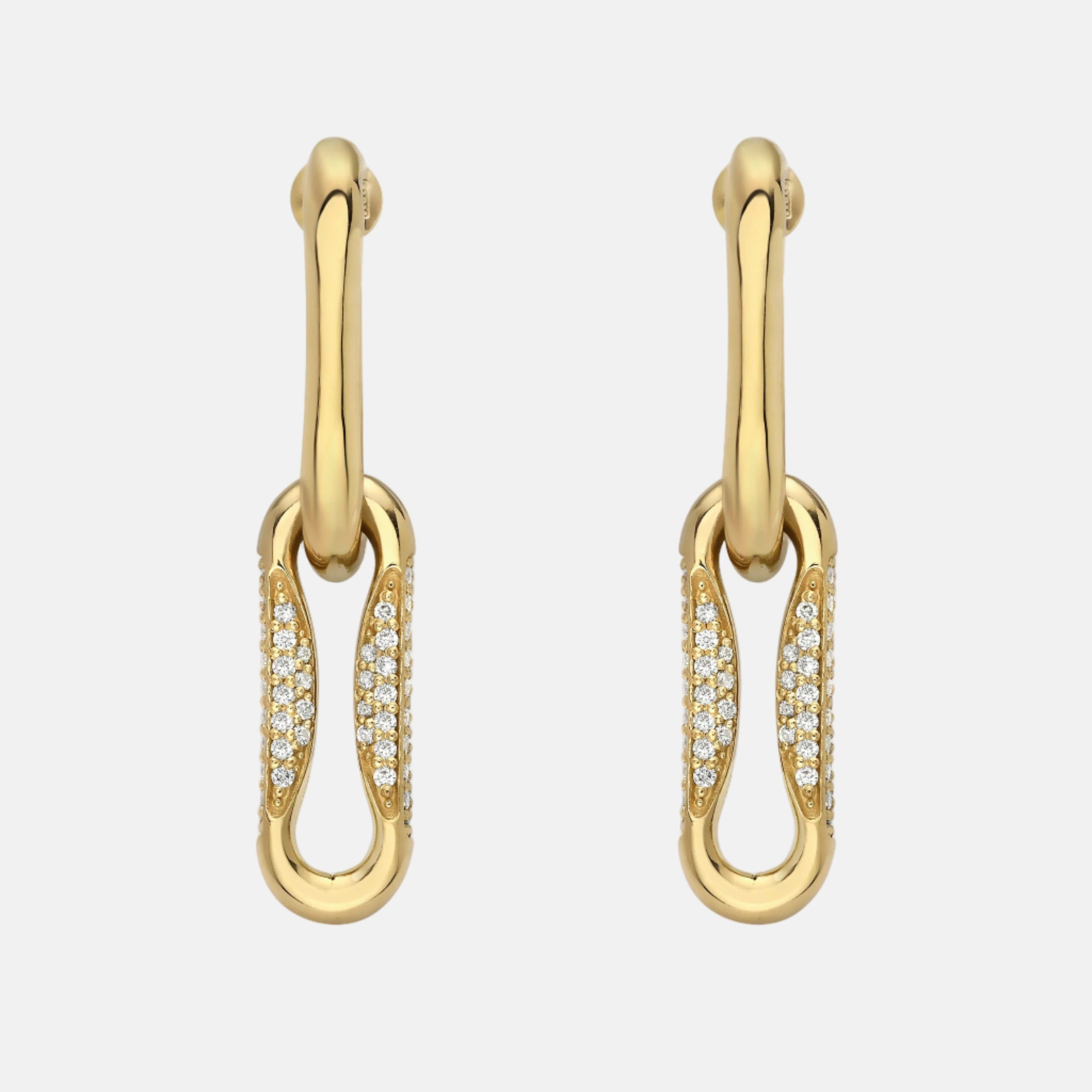 Milano Pinched Link Drop Earrings With Diamonds by Lionheart - At Present Jewelry