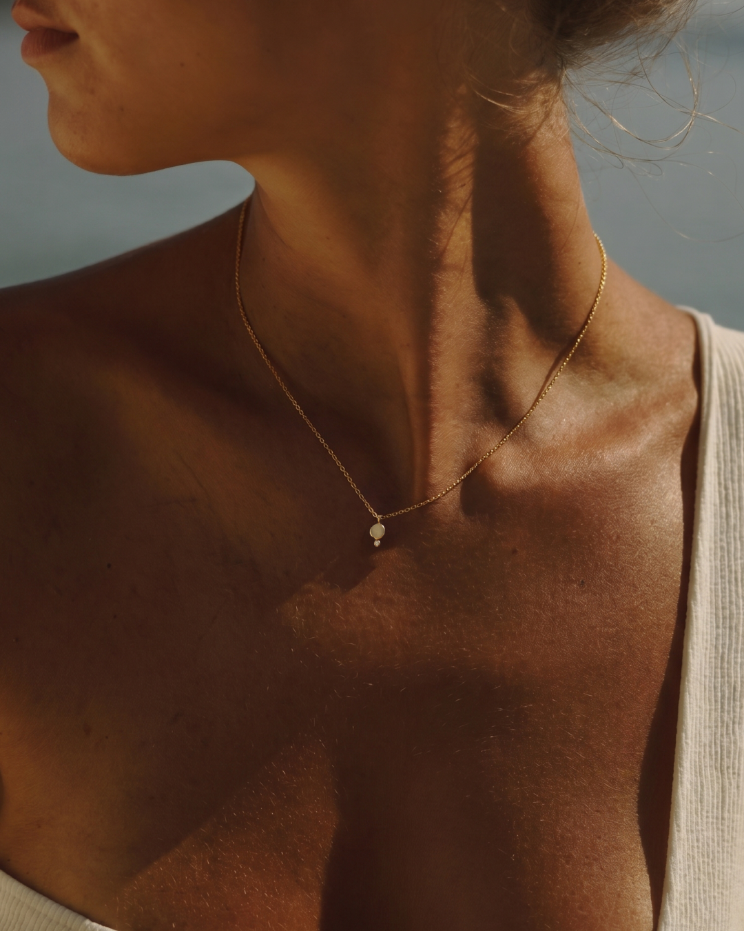 Diamond + Hammered Granule Necklace