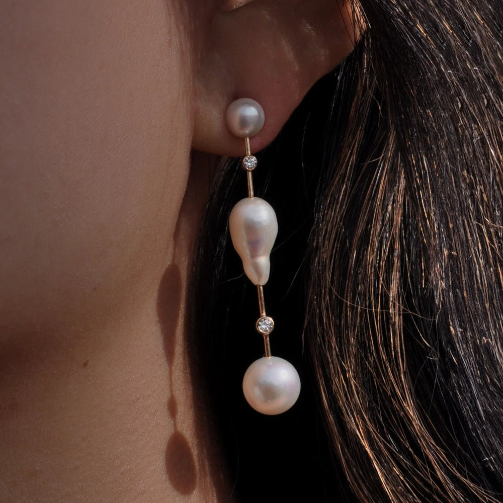 Diamond Round Cloudbar Earrings by White/Space - At Present Jewelry