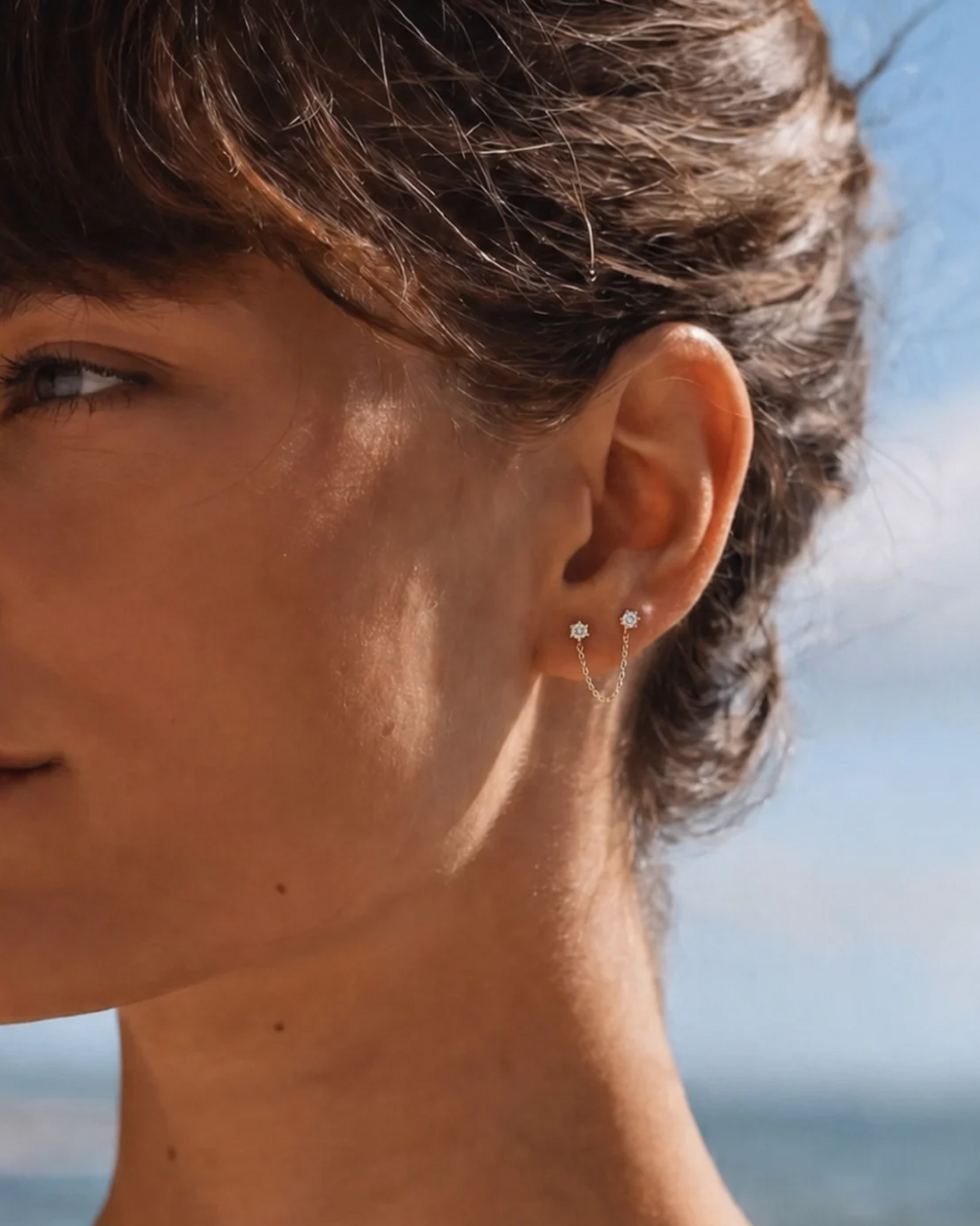 Double Grey Diamond Draped Earring