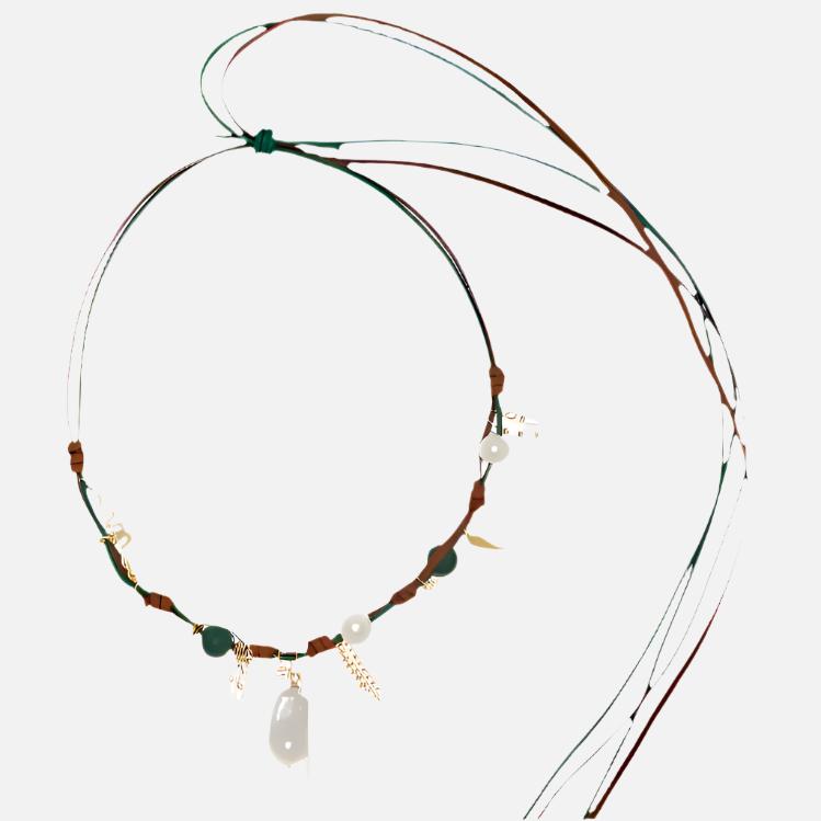 Knotted Leather Malachite Necklace