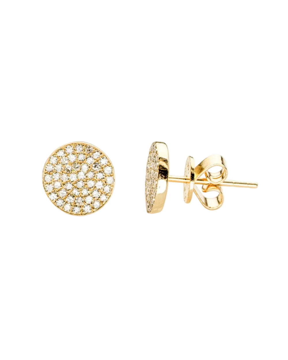Diamond Disc Stud Earrings