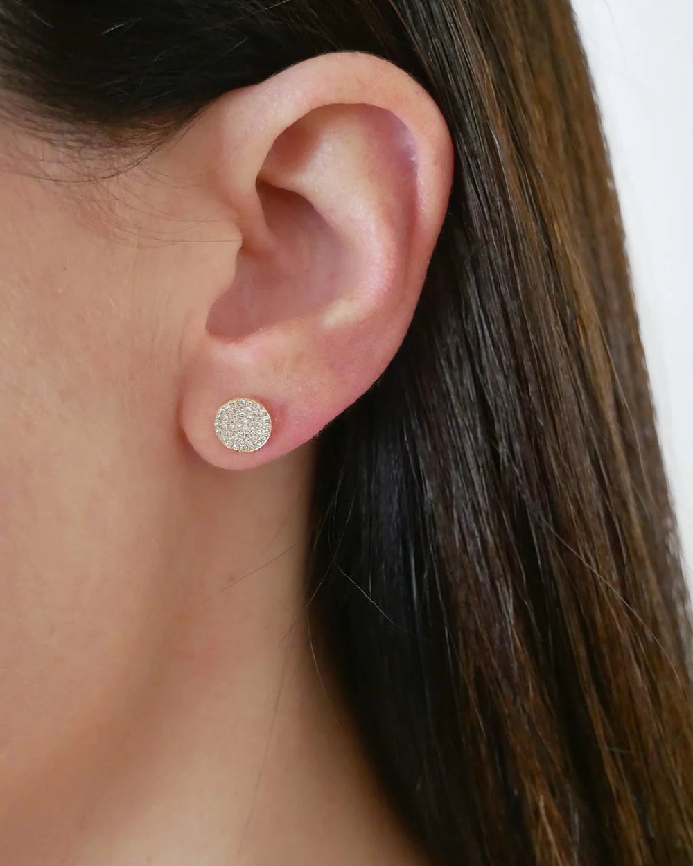 Diamond Disc Stud Earrings