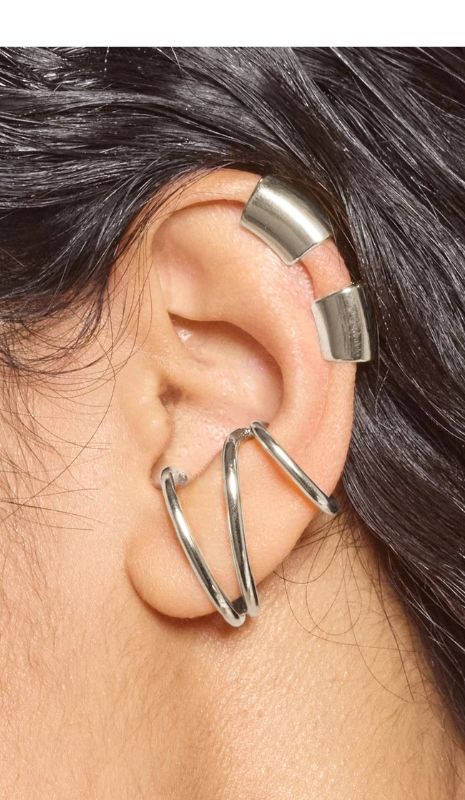 Lady Grey Helix Ear Cuff in Silver - At Present Jewelry