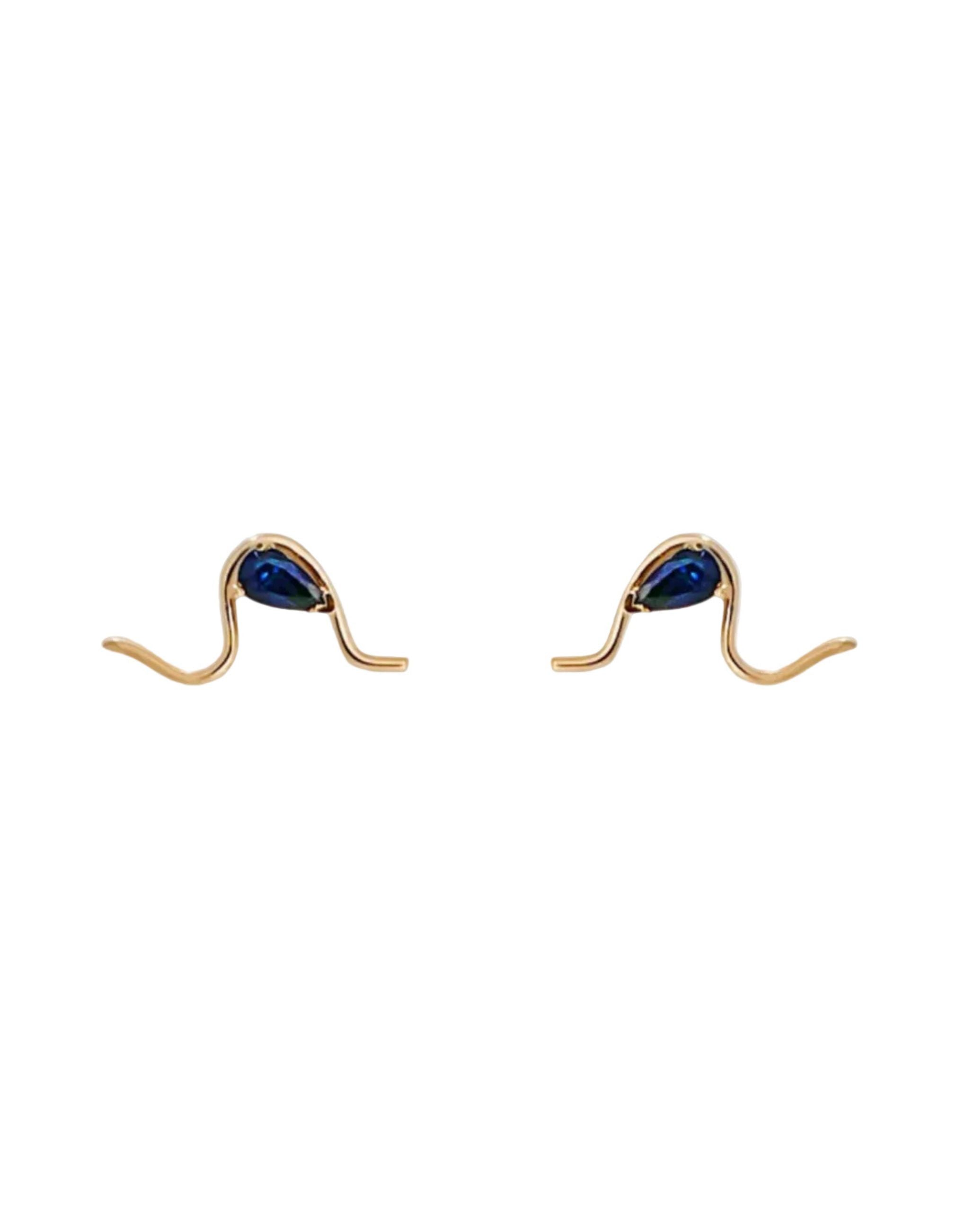Sapphire Mumu Wave Stud Earring