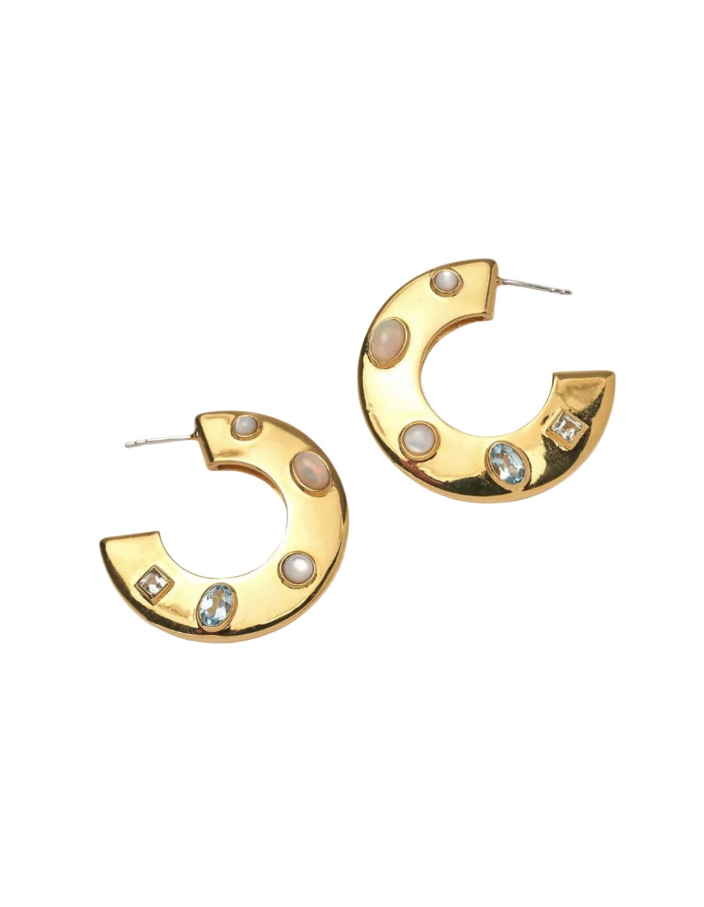 Saucer Hoops in Dotted Pearl by Lizzie Fortunato - At Present Jewelry