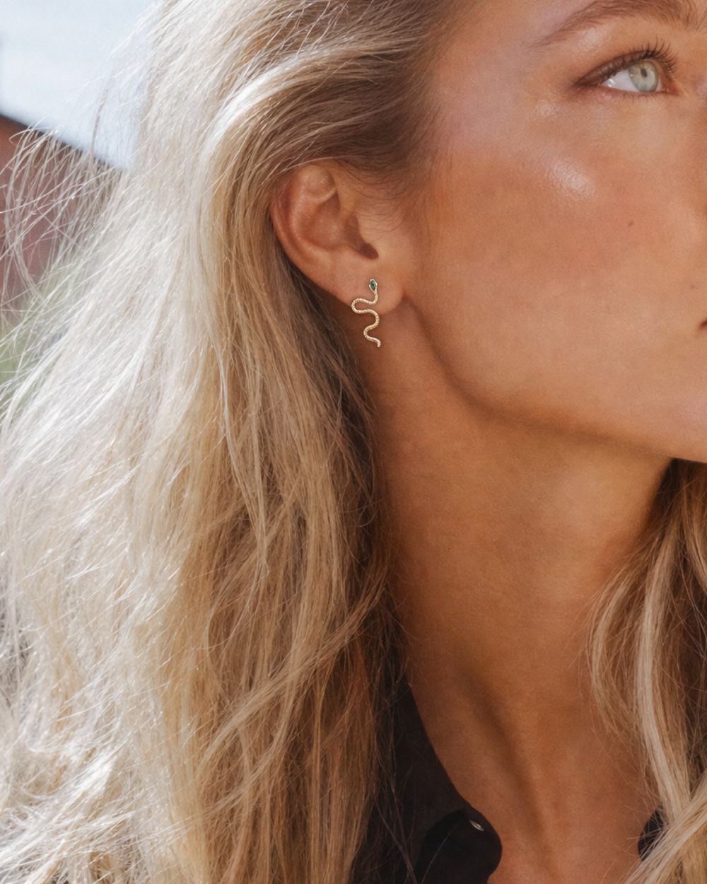 Emerald Serpent Stud