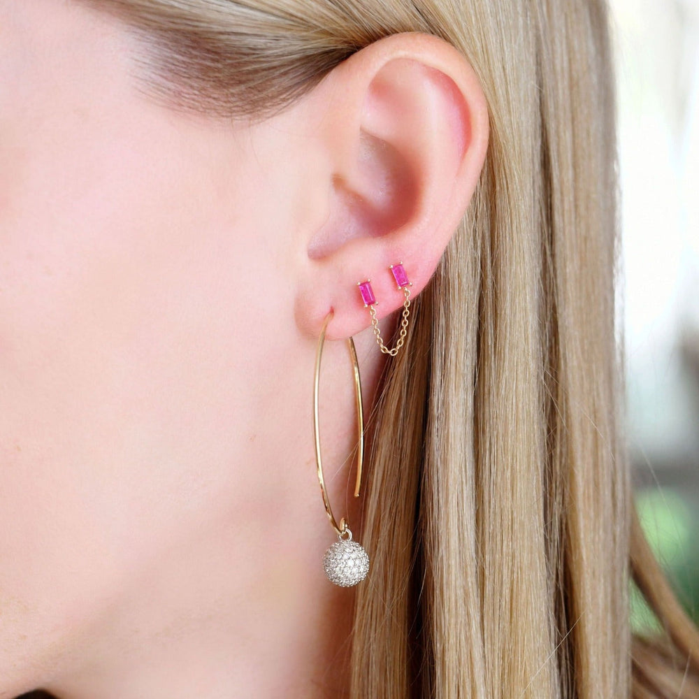 Gemstone Baguette Chain Stud by Eriness - At Present Jewelry