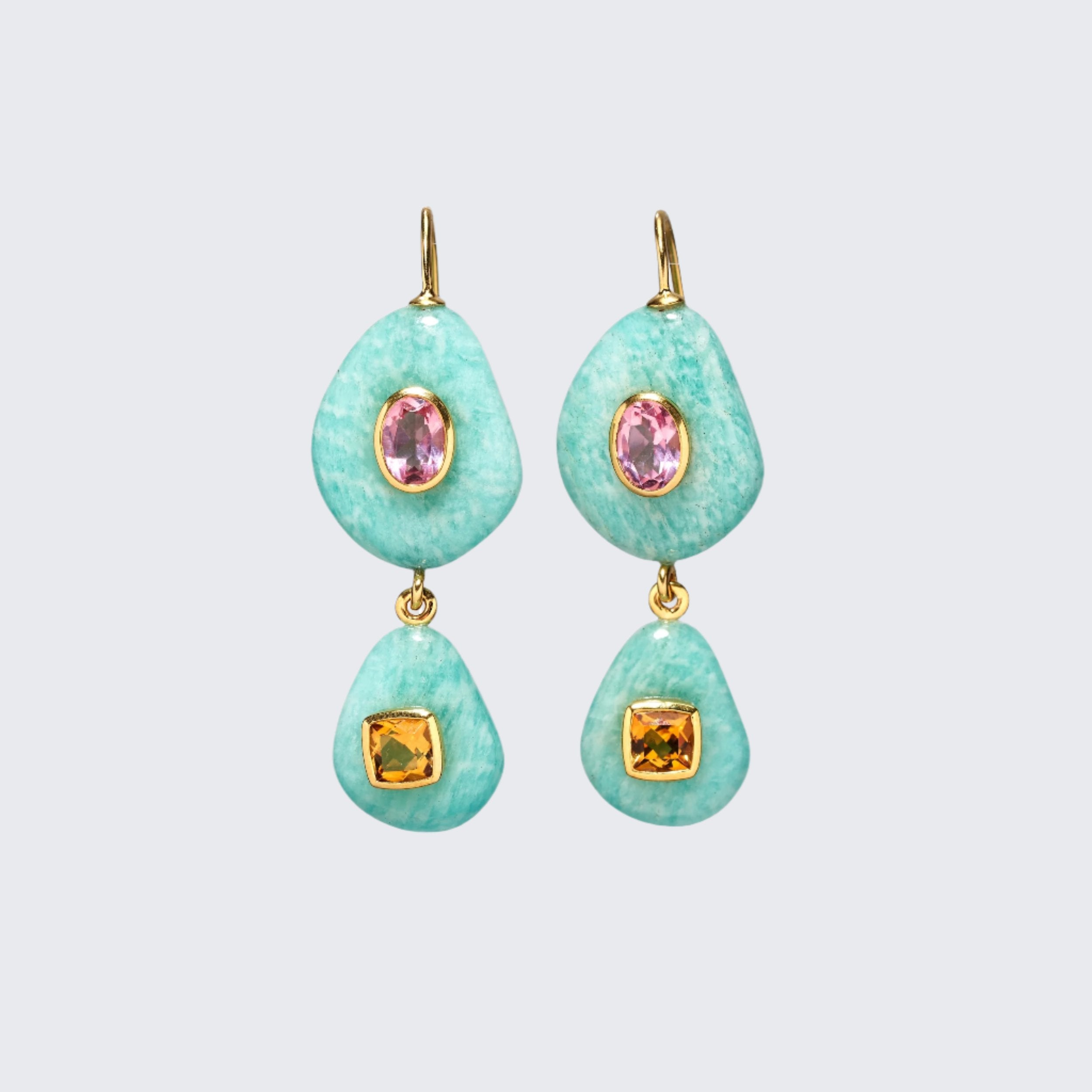 Stacked Stone Earrings in Amazonite