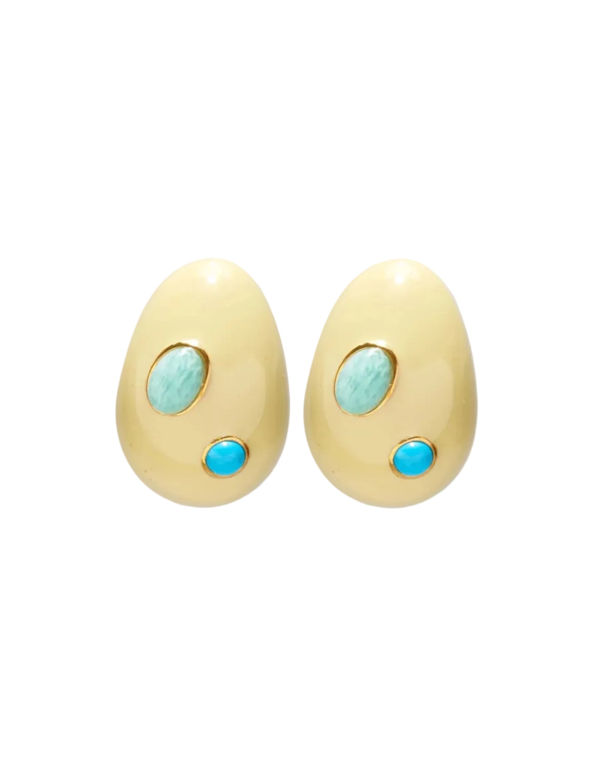 Mini Arp Earrings in Studded Cream by Lizzie Fortunato - At Present Jewelry