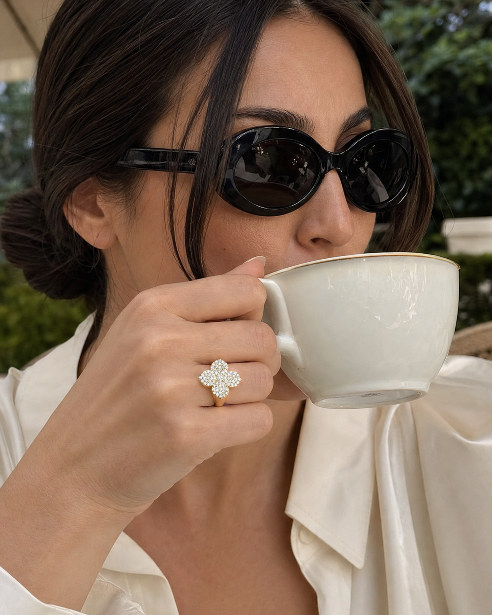 Flora Diamond Signet Statement Ring
