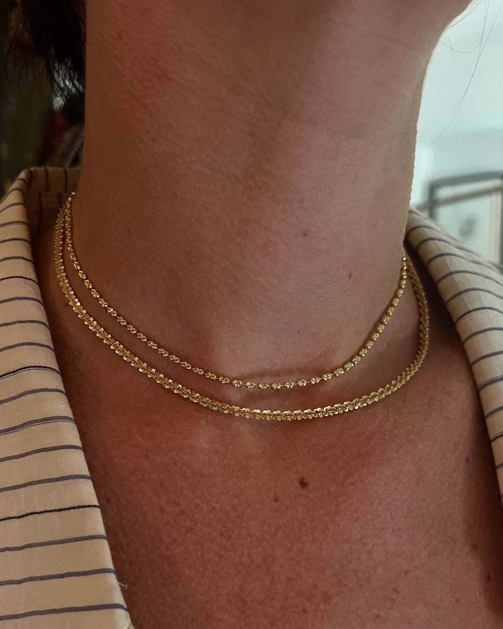 Large Diamond Cut Barrel Chain by Rebecca Pinto - At Present Jewelry