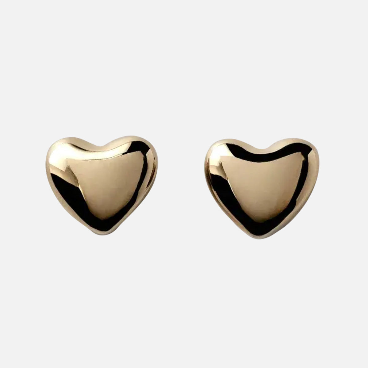 Gold Plated Voluptuous Heart Earrings, Large