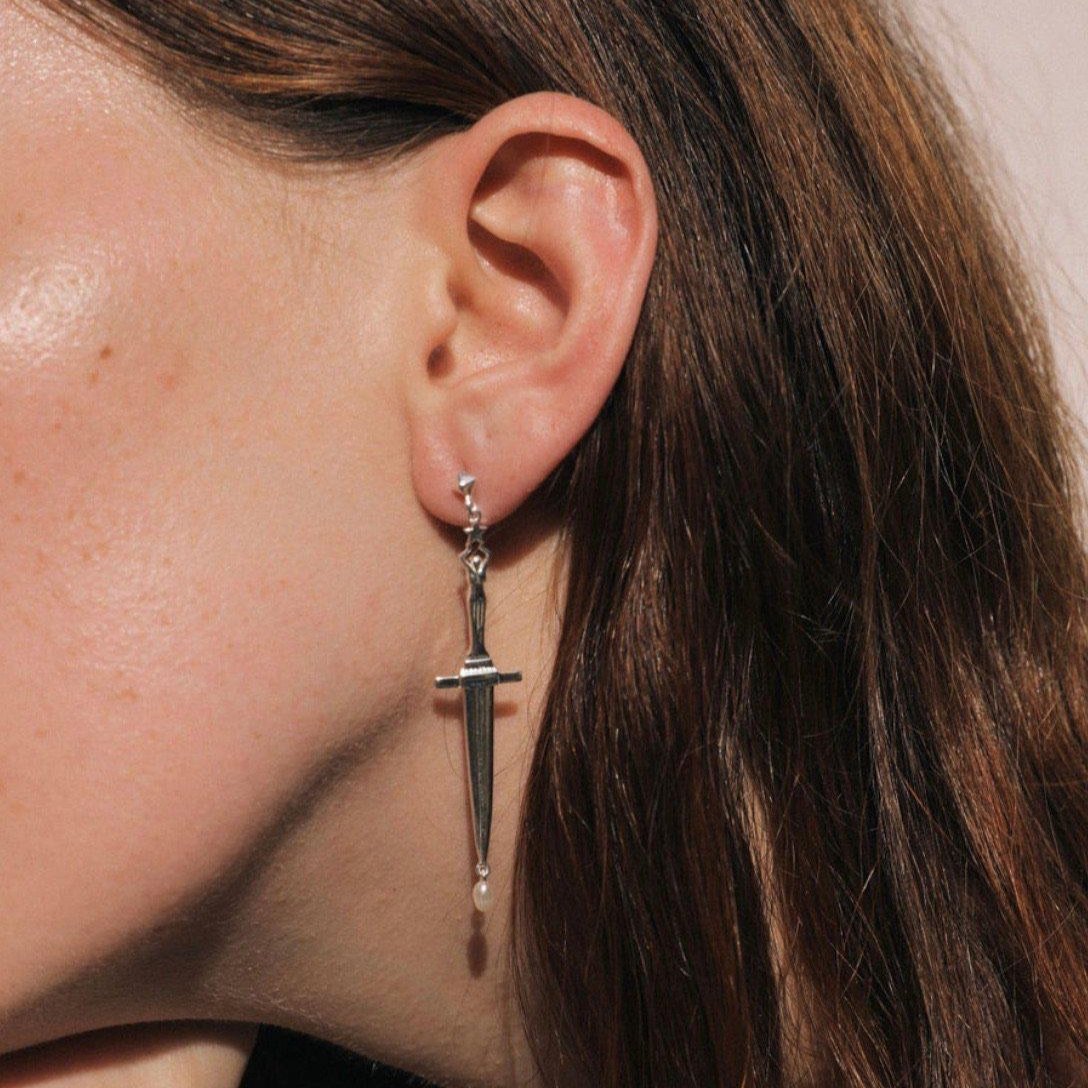 Silver Dagger Earrings by Pamela Love