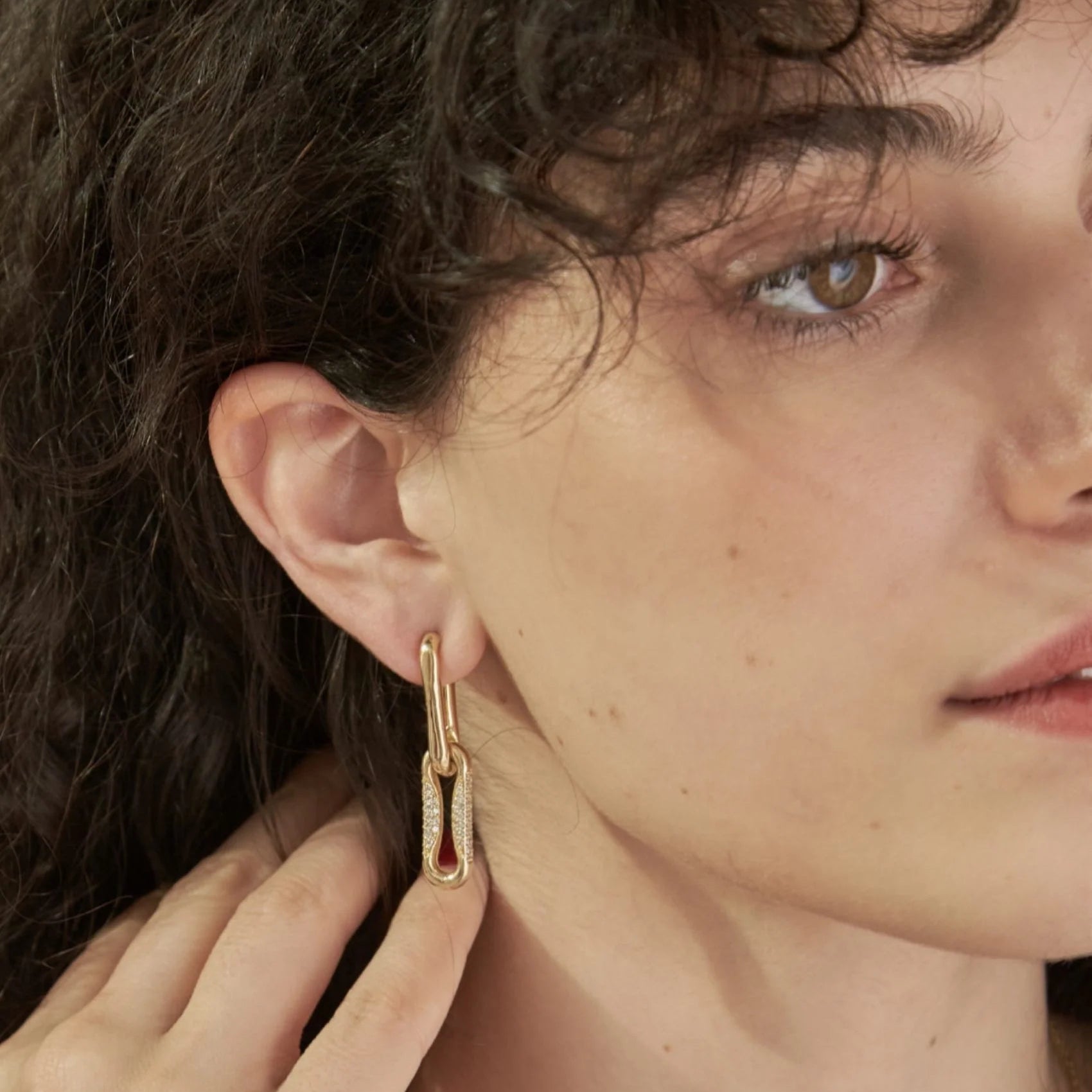 Milano Pinched Link Drop Earrings With Diamonds by Lionheart - At Present Jewelry