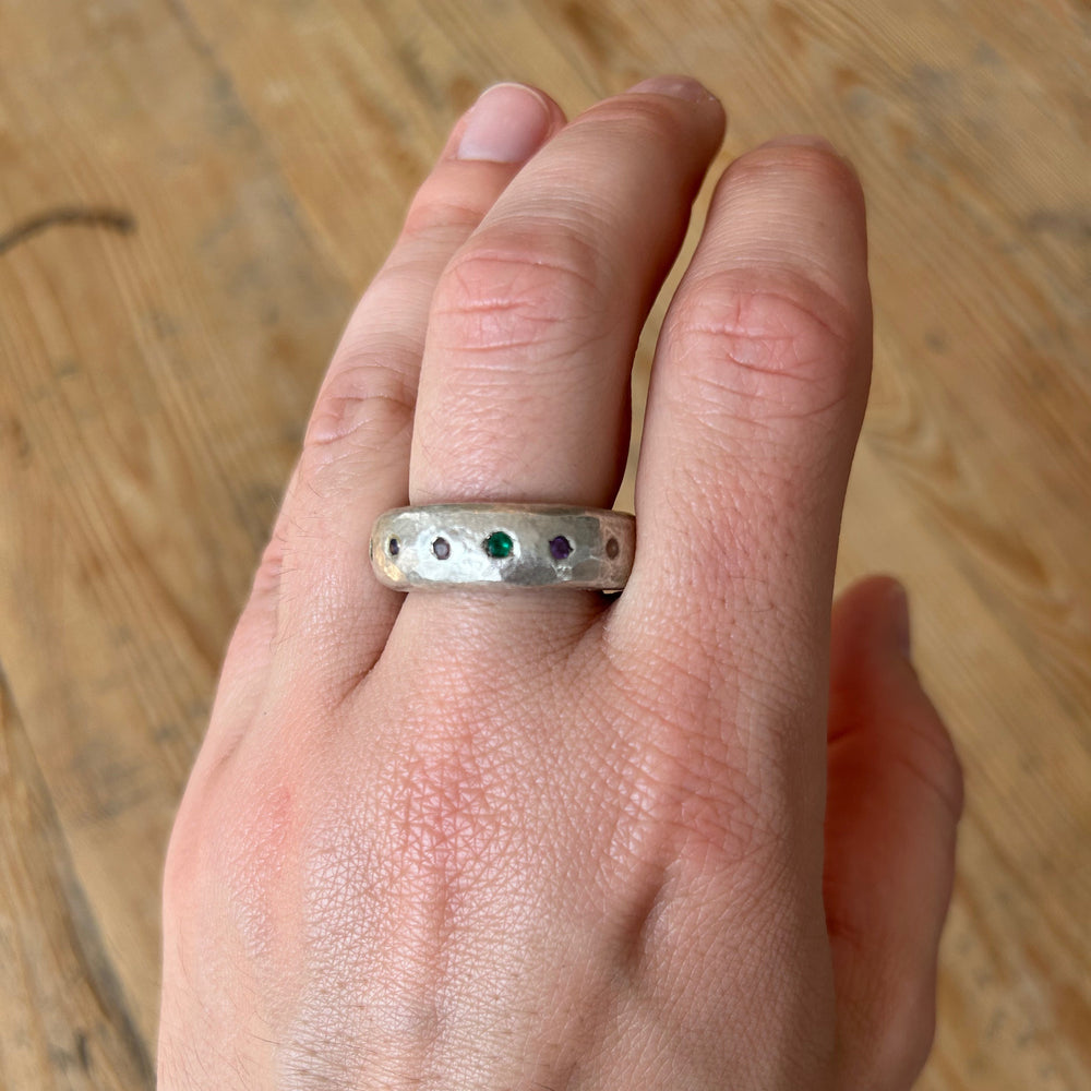 Mini Leo Ring, Tourmaline and Emerald by ELIBURCH - At Present Jewelry