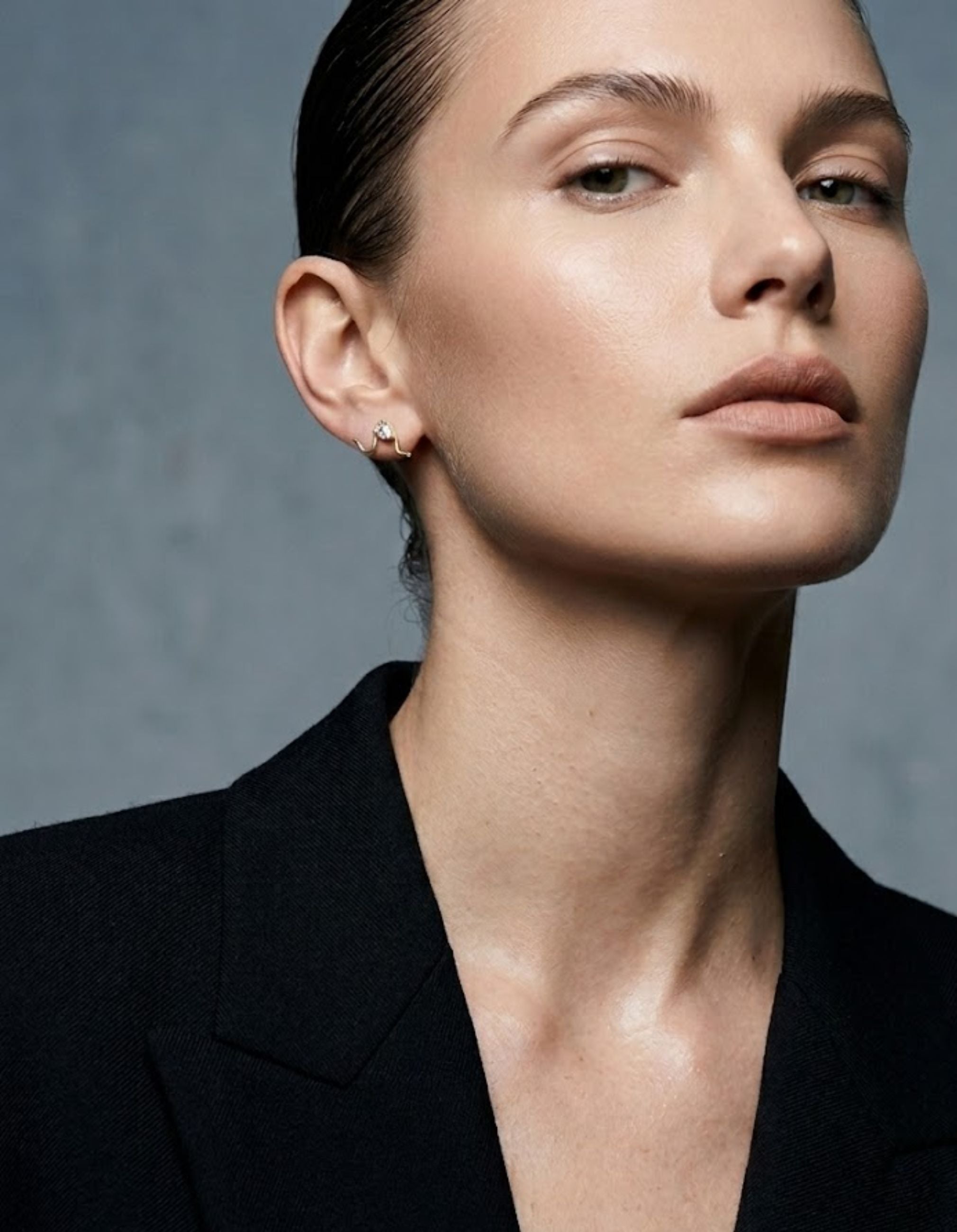 Diamond MuMu Wave Stud Earring