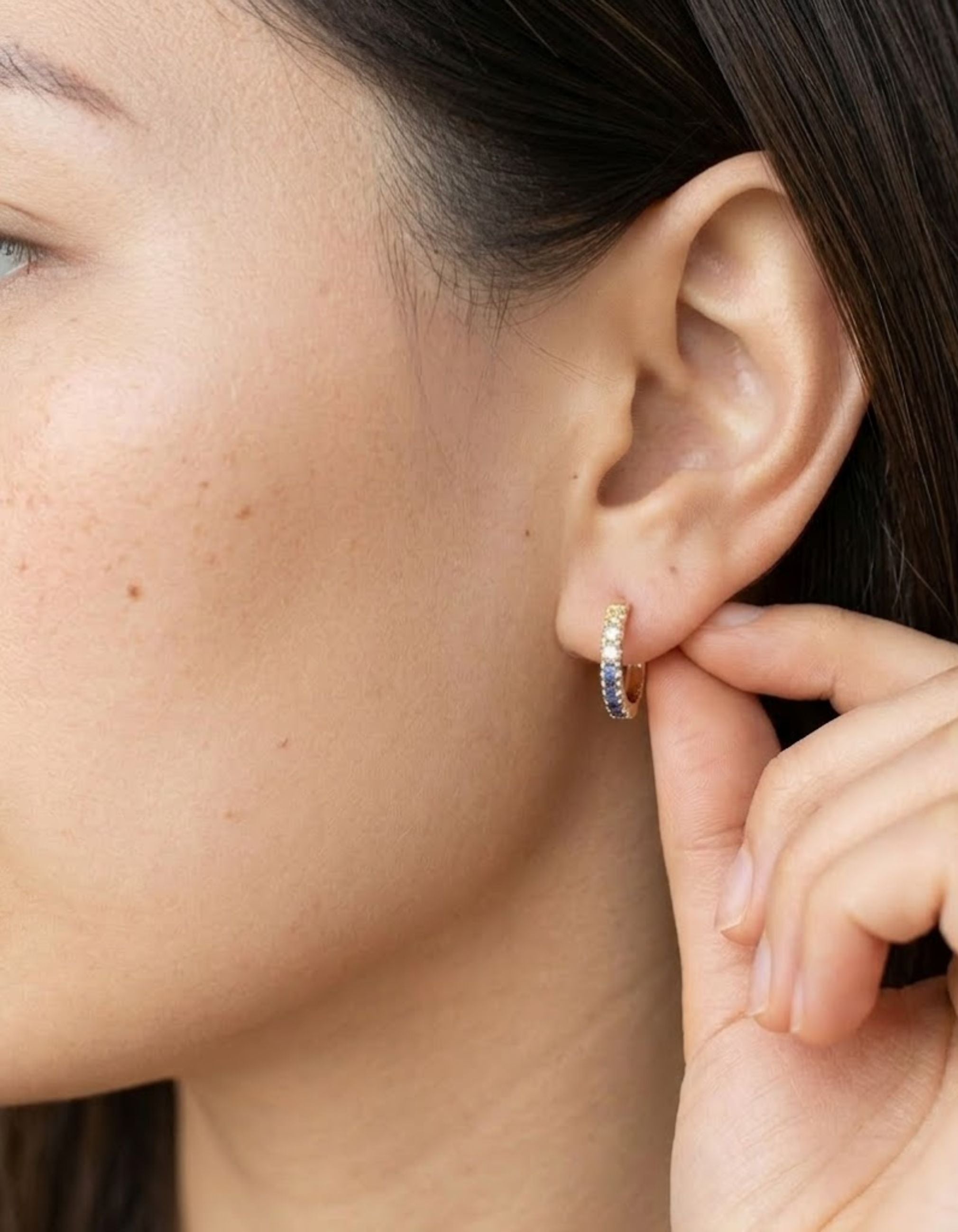 Ombre Blue Sapphire Huggie