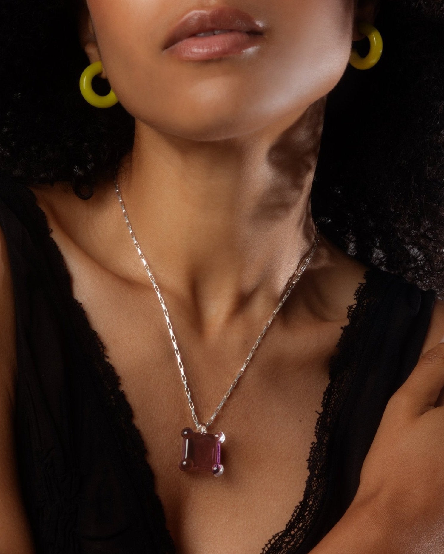 Prong Square Necklace by KEANE - At Present Jewelry