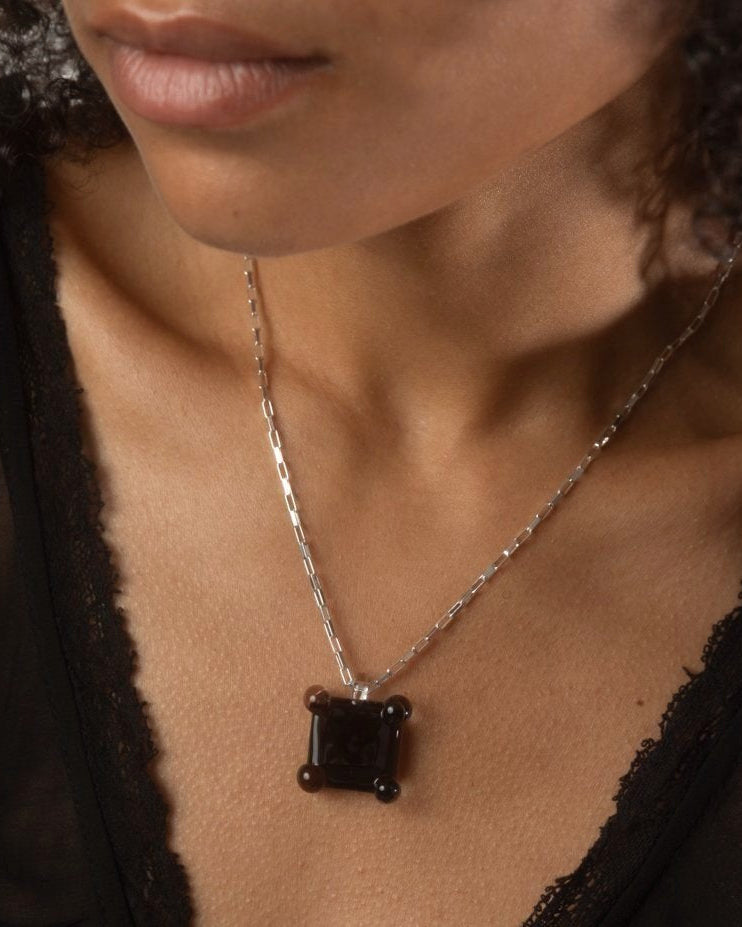 Prong Square Necklace by KEANE - At Present Jewelry