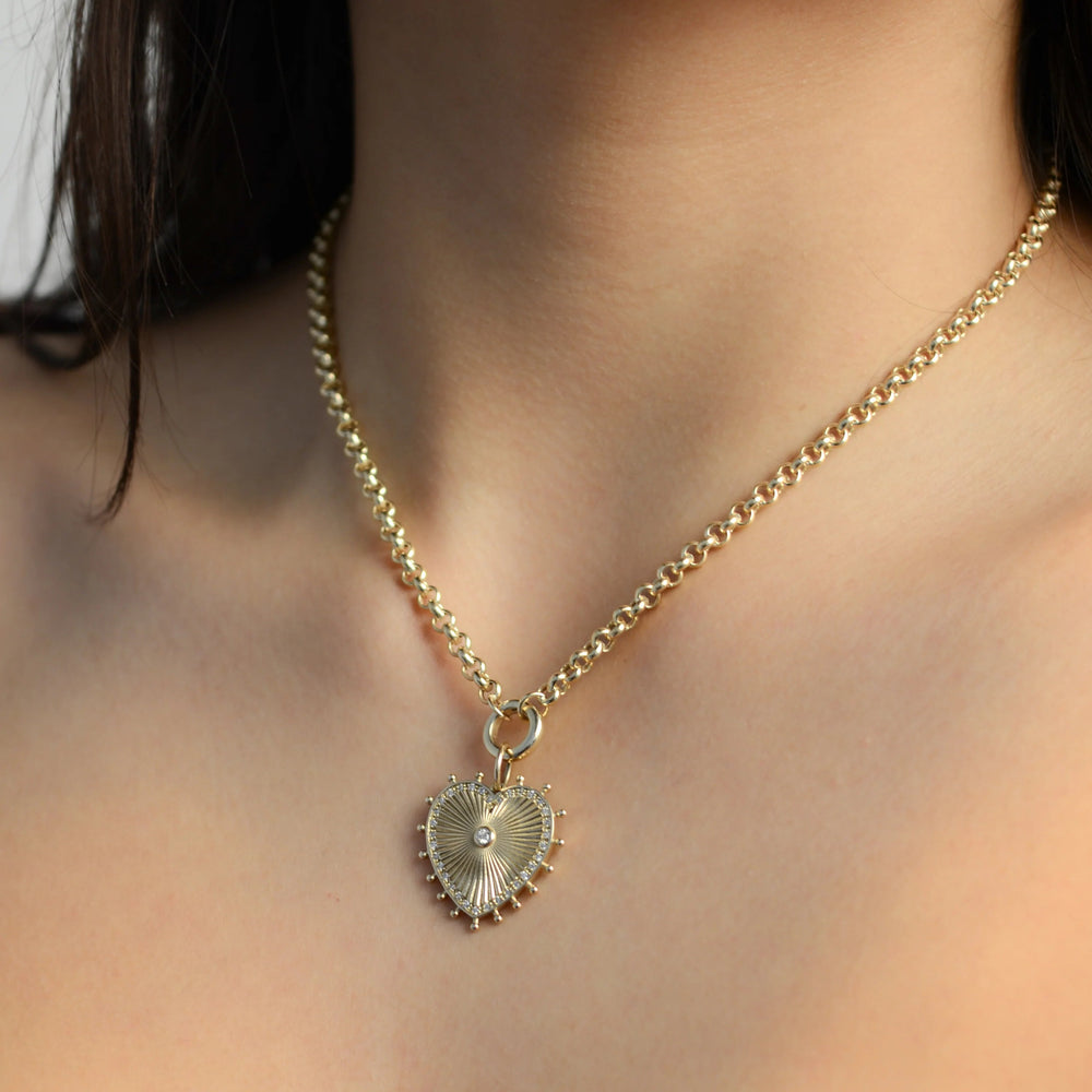 Cassandane Small Diamond Heart Medallion by Lionheart - At Present Jewelry