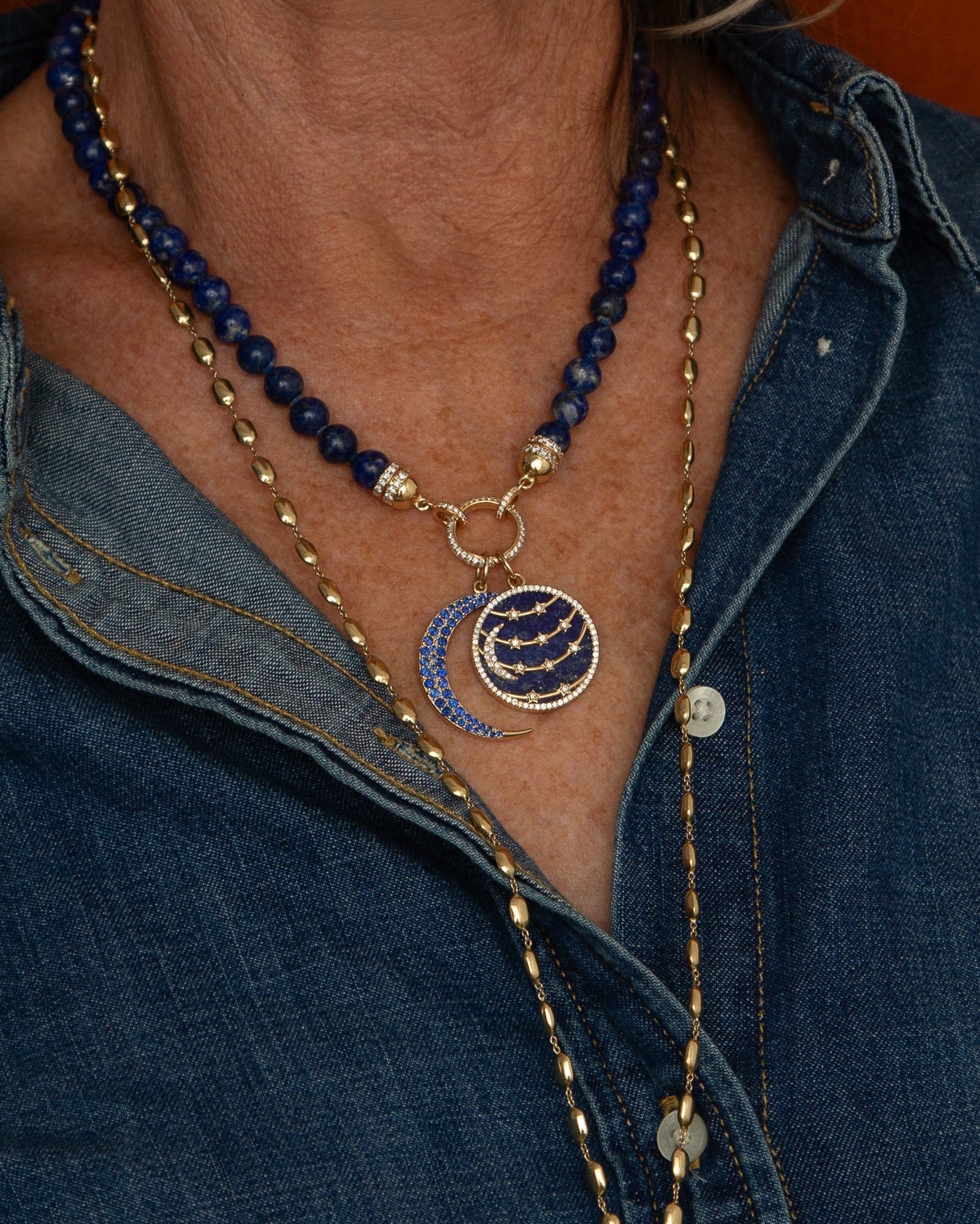 Moon to My Stars Lapis Celestial Charm by Lionheart - At Present Jewelry