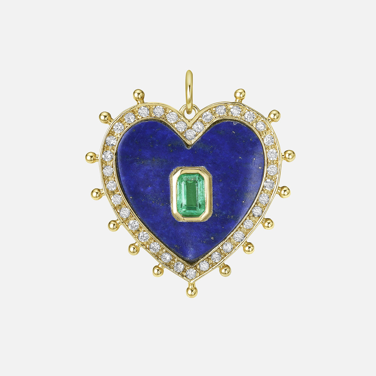 Lucia Emerald and Lapis Lazuli Heart Charm