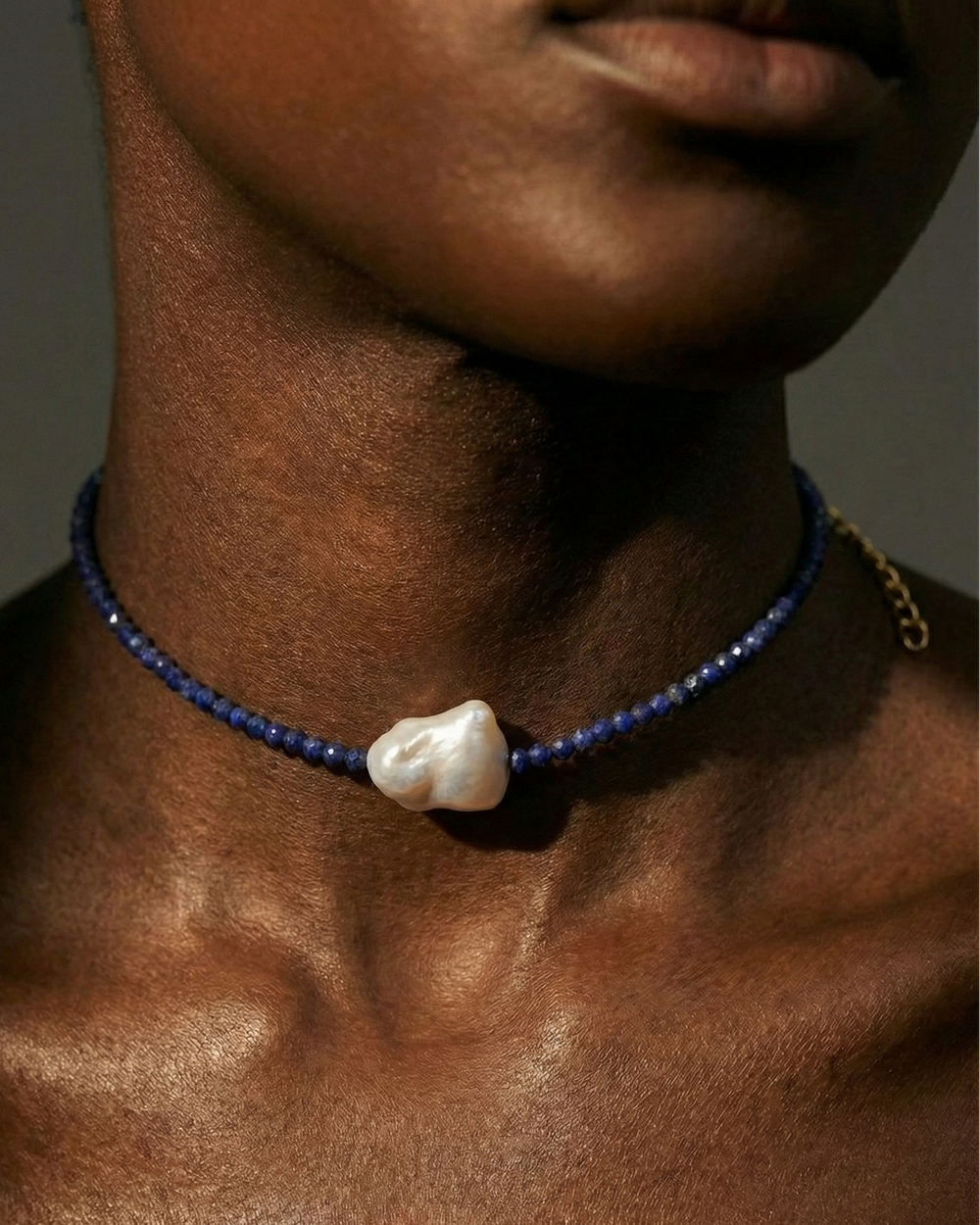 Lapis Single Baroque Pearl Gemstone Necklace