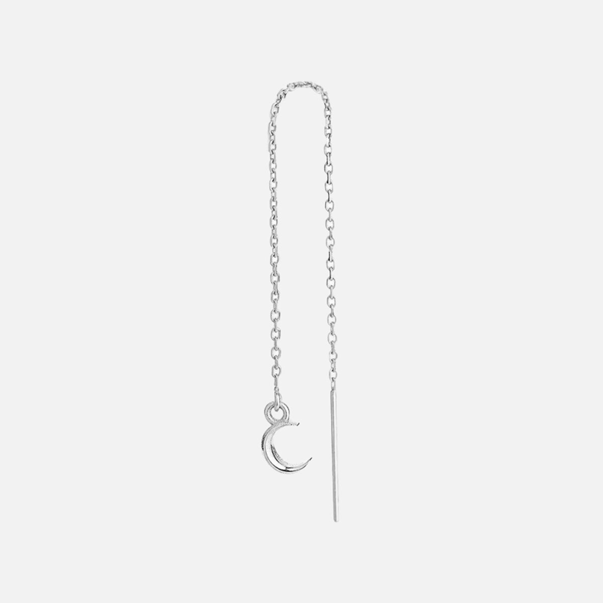 Itty Bitty Threader Earring, Crescent, Silver