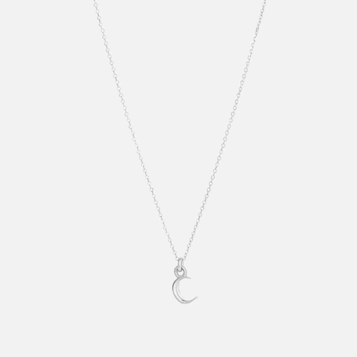 Itty Bitty Charm Necklace, Crescent, Silver