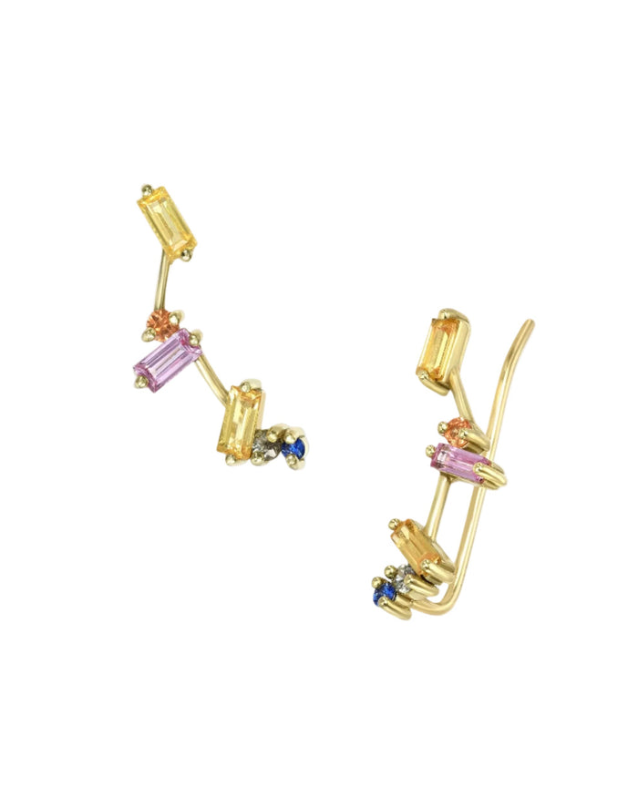 Motley Sapphire Climbers by Meredith Young - At Present Jewelry